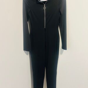 Black Long Sleeve Jumpsuit with Zipper
